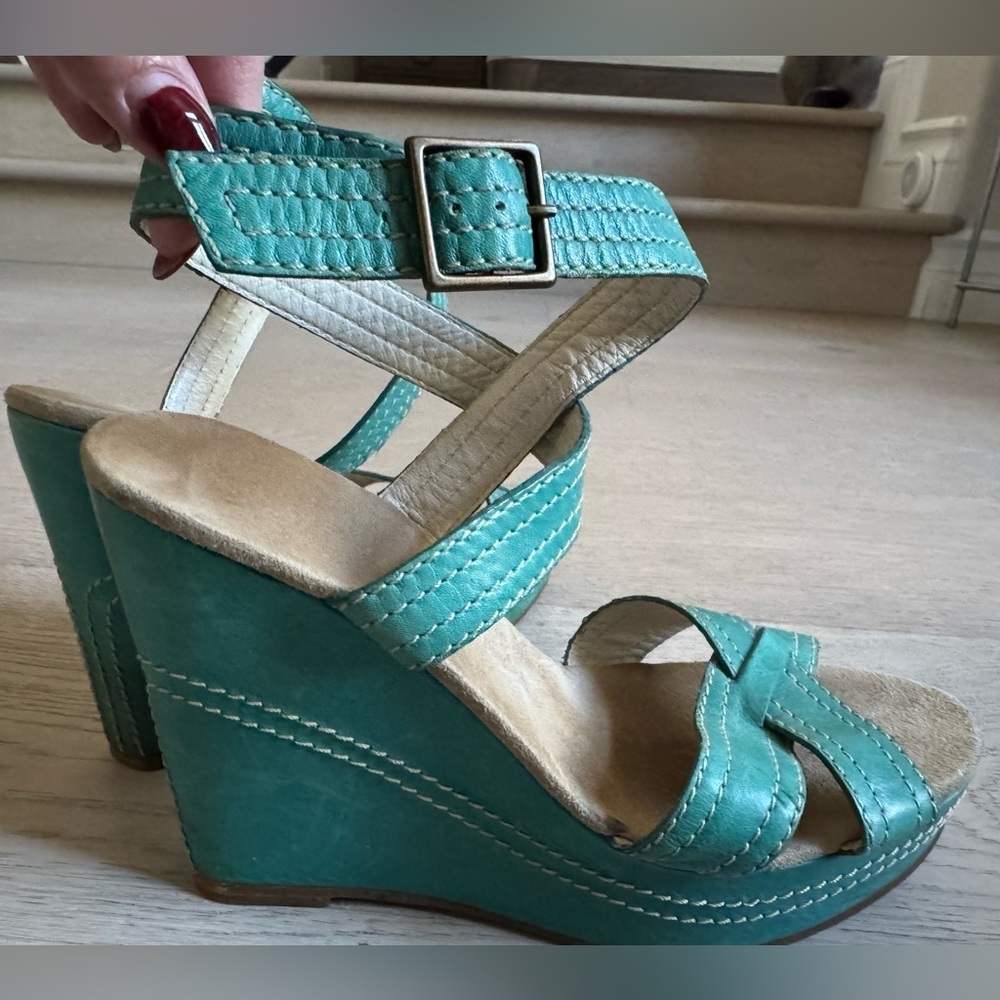 Marc Jacobs Wedge Sandals Color- Lagoon Size 38 (Us 7)